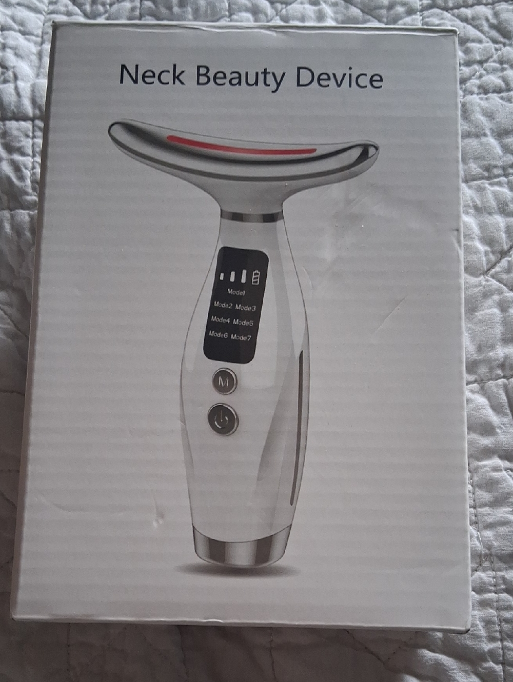 Neck Beauty Device - White and Silver LED Neck Massager